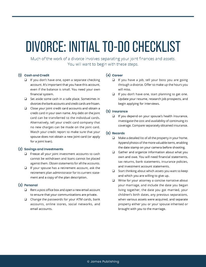Divorce: Initial To-Do Checklist