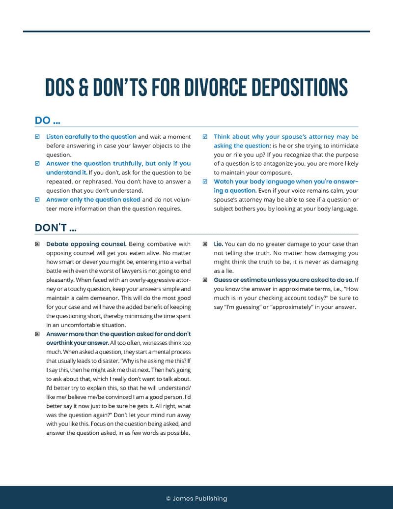 Do's and Don'ts for Divorce Depositions